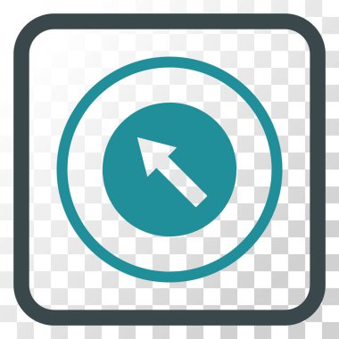 Yukarı Sağdan sola yuvarlak ok vektör simgesi bir çerçeve içinde