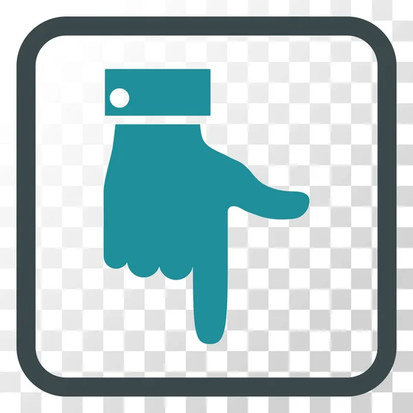 Ponteiro de mão para baixo vetor ícone em uma moldura — Vetor de Stock