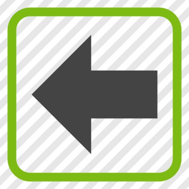 Ok sol vektör simgesi bir çerçeve içinde