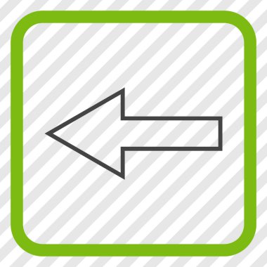 Ok sol vektör simgesi bir çerçeve içinde