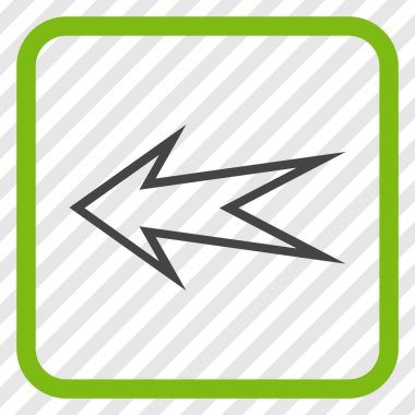 Ok sol vektör simgesi bir çerçeve içinde