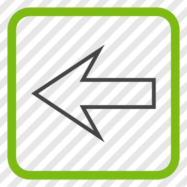 Ok sol vektör simgesi bir çerçeve içinde