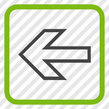 Ok sol vektör simgesi bir çerçeve içinde