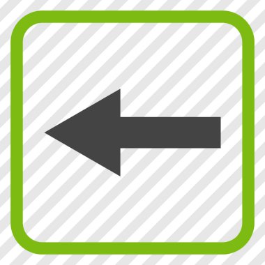 Ok sol vektör simgesi bir çerçeve içinde