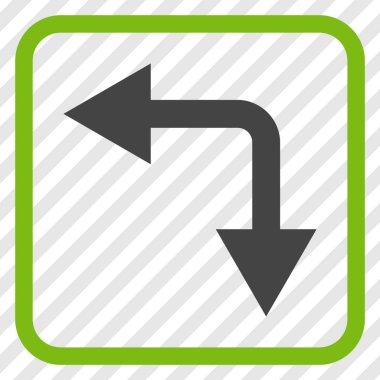 Vektör simgesi bir çerçeve içinde aşağı sol çatallanma ok