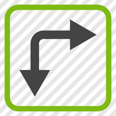 Vektör simgesi bir çerçeve içinde aşağı doğru çatallanma ok