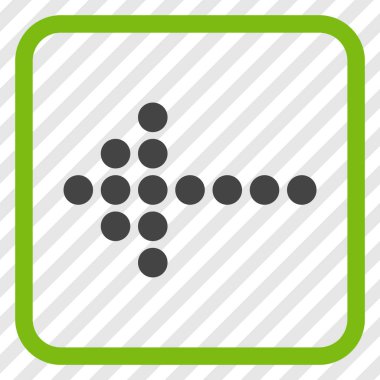 Noktalı ok sol vektör simgesi bir çerçeve içinde