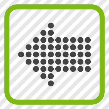 Noktalı ok sol vektör simgesi bir çerçeve içinde