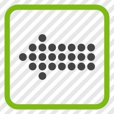 Noktalı ok sol vektör simgesi bir çerçeve içinde