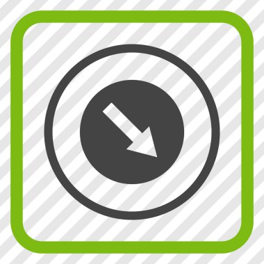 Aşağı doğru yuvarlak ok vektör simgesi bir çerçeve içinde