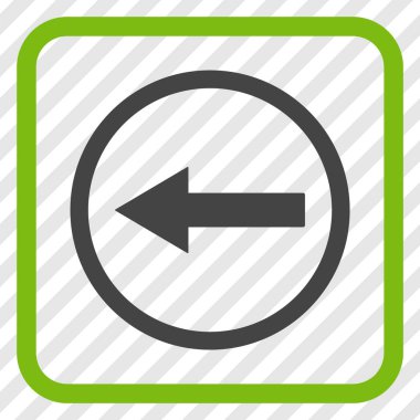 Sol ok vektör simgesi bir çerçeve içinde yuvarlak