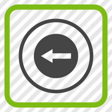 Sol ok vektör simgesi bir çerçeve içinde yuvarlak