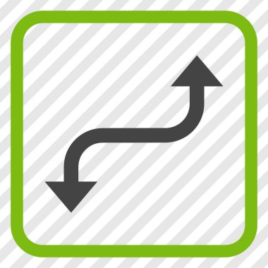 Tam tersi ok vektör simgesi bir çerçeve içinde kavisli