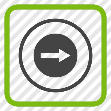 Sağ ok vektör simgesi bir çerçeve içinde yuvarlak