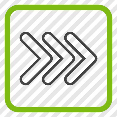 İşaretçi doğru vektör simgesi bir çerçeve içinde üçlü