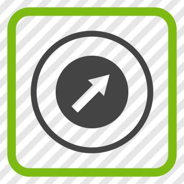 Yukarı sağ yuvarlak ok vektör simgesi bir çerçeve içinde