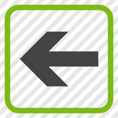 Ok sol vektör simgesi bir çerçeve içinde