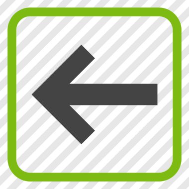 Ok sol vektör simgesi bir çerçeve içinde