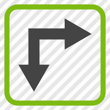 Vektör simgesi bir çerçeve içinde aşağı doğru çatallanma ok