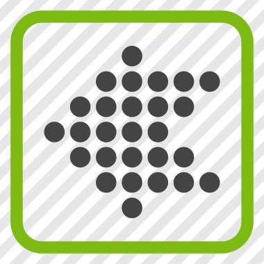 Noktalı ok sol vektör simgesi bir çerçeve içinde