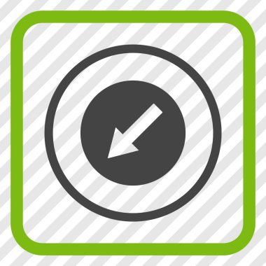 Aşağı sol yuvarlak ok vektör simgesi bir çerçeve içinde