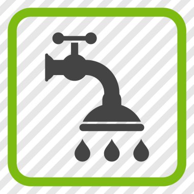 Duş musluk vektör simgesi bir çerçeve içinde