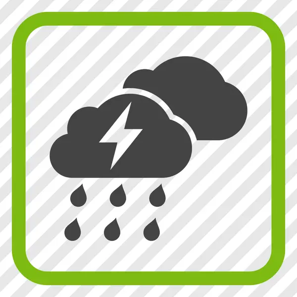 Thunderstorm Clouds Vector Icon In a Frame