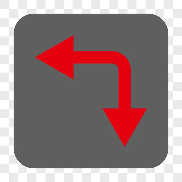 分岐矢印左下丸みを帯びた正方形ボタン — ストックベクタ