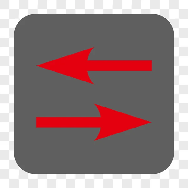Horizontale uitwisseling pijlen afgerond vierkante knop — Stockvector