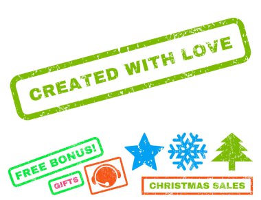 Aşk lastik damgası ile oluşturulan