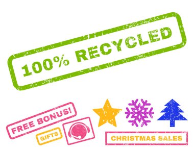 100 Percent Recycled Rubber Stamp clipart