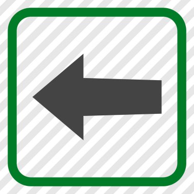 Ok sol vektör simgesi bir çerçeve içinde