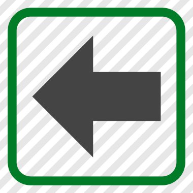 Ok sol vektör simgesi bir çerçeve içinde