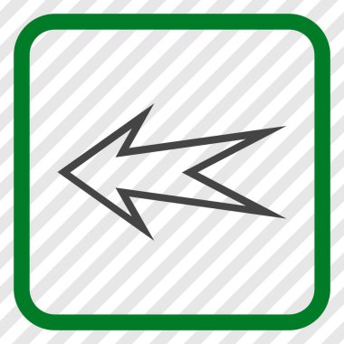 Ok sol vektör simgesi bir çerçeve içinde