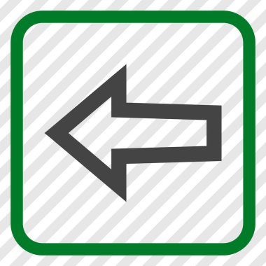 Ok sol vektör simgesi bir çerçeve içinde