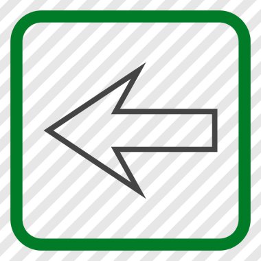 Ok sol vektör simgesi bir çerçeve içinde