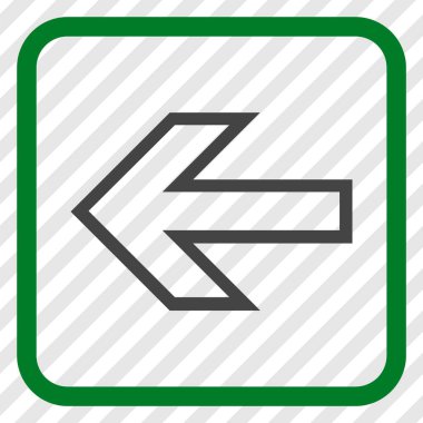 Ok sol vektör simgesi bir çerçeve içinde