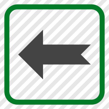 Ok sol vektör simgesi bir çerçeve içinde