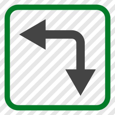 Vektör simgesi bir çerçeve içinde aşağı sol çatallanma ok