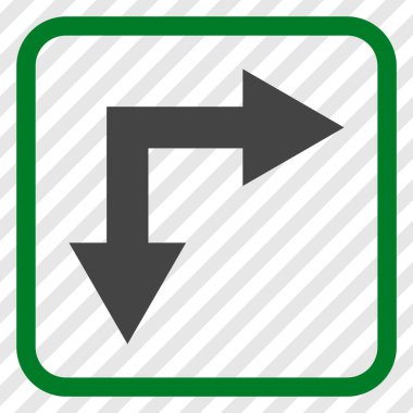 Vektör simgesi bir çerçeve içinde aşağı doğru çatallanma ok