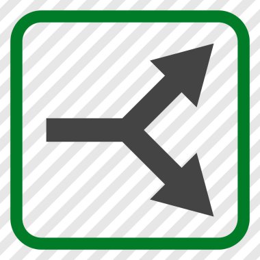 Bifurkasyon ok doğru vektör simgesi bir çerçeve içinde