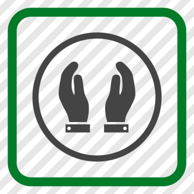 Bakım el vektör simgesi bir çerçeve içinde