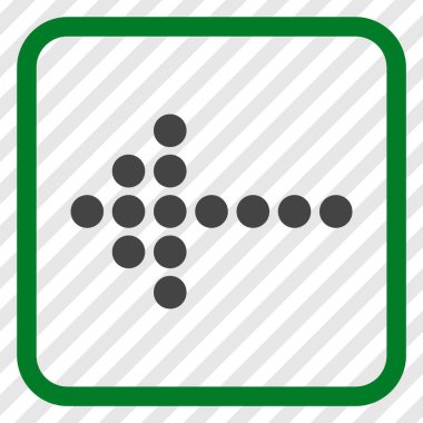 Noktalı ok sol vektör simgesi bir çerçeve içinde