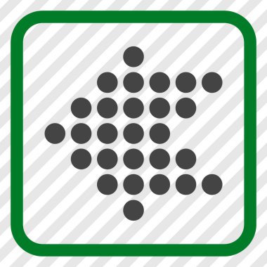 Noktalı ok sol vektör simgesi bir çerçeve içinde