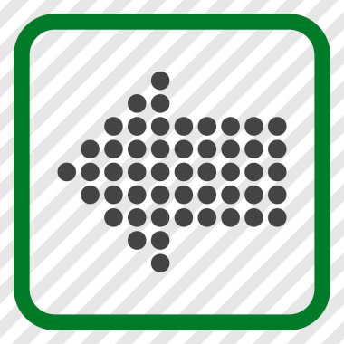 Noktalı ok sol vektör simgesi bir çerçeve içinde