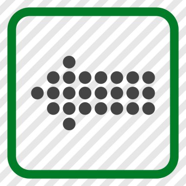 Noktalı ok sol vektör simgesi bir çerçeve içinde