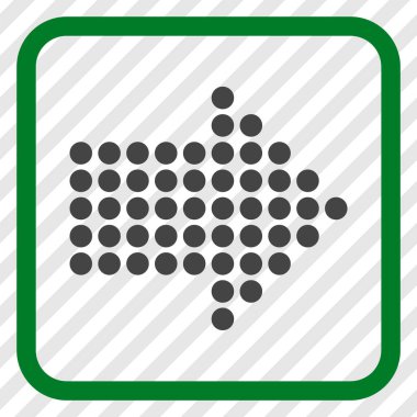 Noktalı ok doğru vektör simgesi bir çerçeve içinde