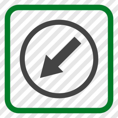 Aşağı sol yuvarlak ok vektör simgesi bir çerçeve içinde