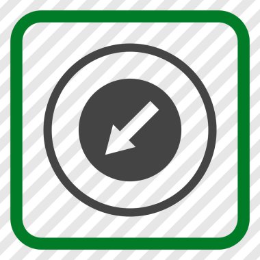 Aşağı sol yuvarlak ok vektör simgesi bir çerçeve içinde