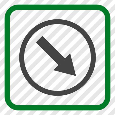 Aşağı doğru yuvarlak ok vektör simgesi bir çerçeve içinde